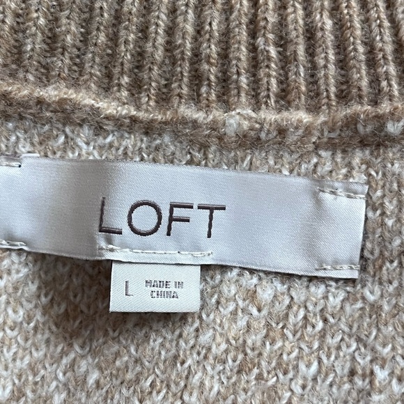 Loft Plaid Tan and White Women's Sweater L - Picture 4 of 8